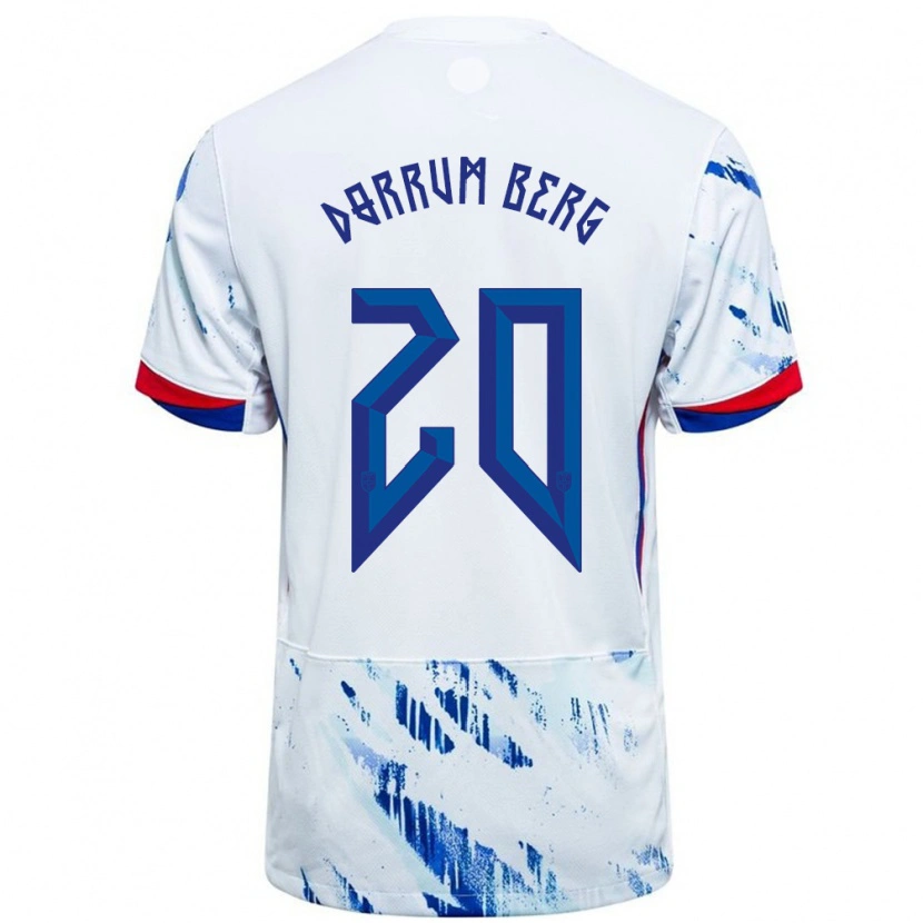 Danxen Dětské Norsko Fredrik Dørrum Berg #20 Bílá Modrá Daleko Hráčské Dresy 24-26 Dres