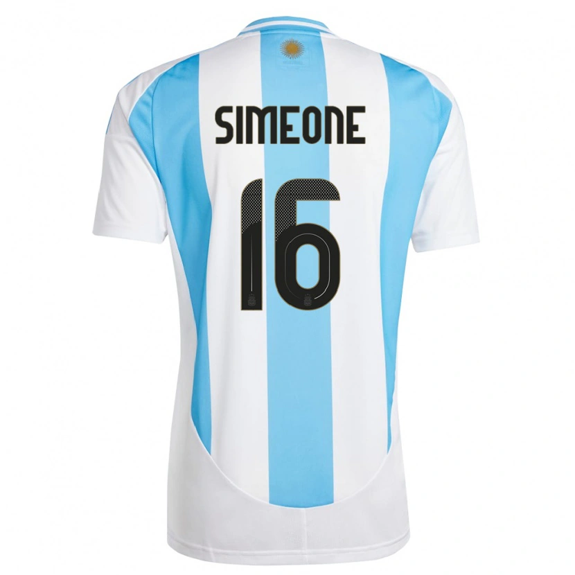 Danxen Pánské Argentina Giuliano Simeone #16 Bílá Modrá Domů Hráčské Dresy 24-26 Dres