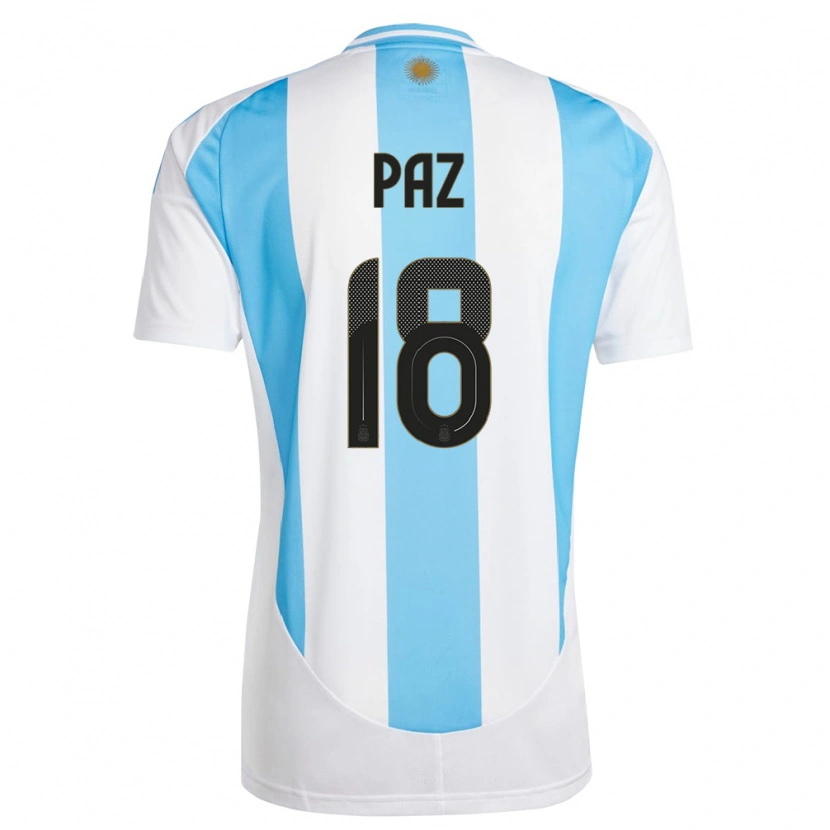 Danxen Pánské Argentina Nico Paz #18 Bílá Modrá Domů Hráčské Dresy 24-26 Dres