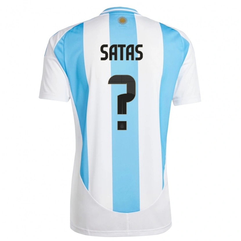 Danxen Pánské Argentina Matías Satas #0 Bílá Modrá Domů Hráčské Dresy 24-26 Dres