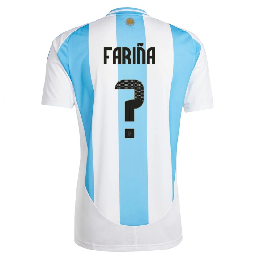 Danxen Pánské Argentina Benjamín Fariña #0 Bílá Modrá Domů Hráčské Dresy 24-26 Dres