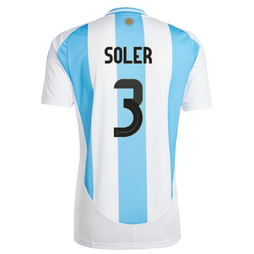 Danxen Pánské Argentina Julio Soler #3 Bílá Modrá Domů Hráčské Dresy 24-26 Dres
