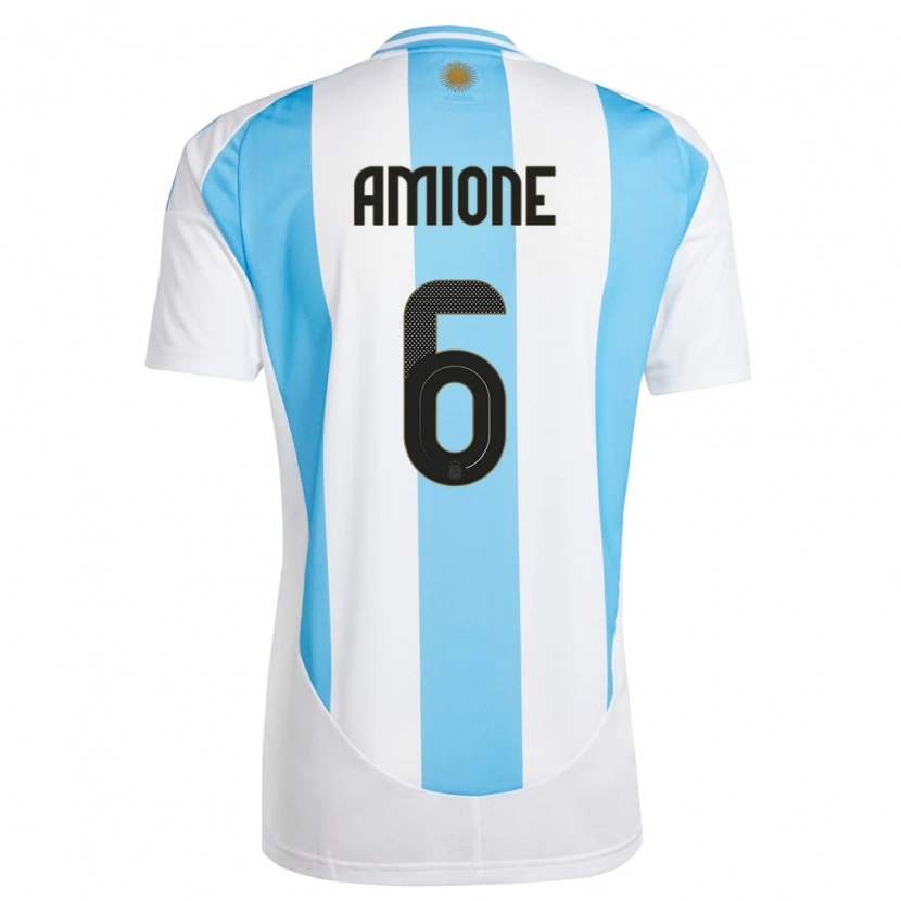 Danxen Pánské Argentina Bruno Amione #6 Bílá Modrá Domů Hráčské Dresy 24-26 Dres