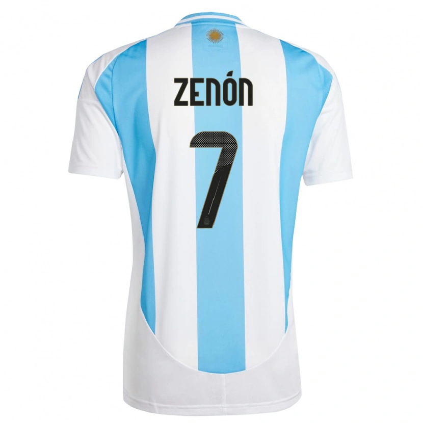 Danxen Pánské Argentina Kevin Zenón #7 Bílá Modrá Domů Hráčské Dresy 24-26 Dres