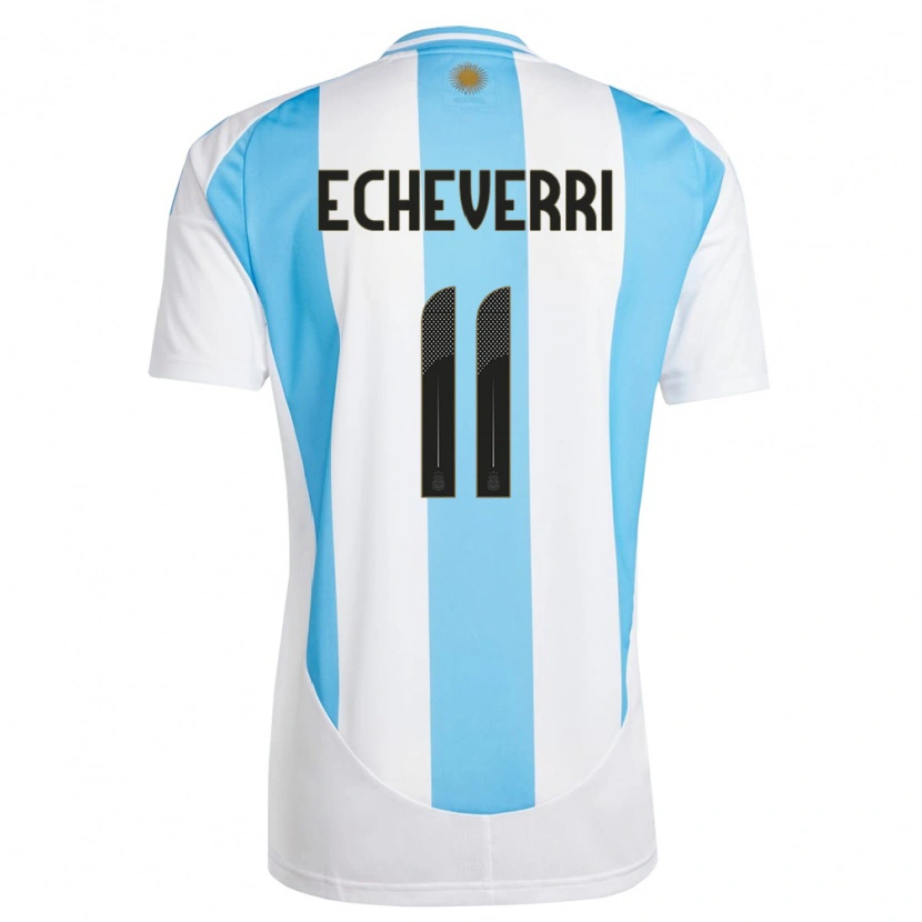 Danxen Pánské Argentina Claudio Echeverri #11 Bílá Modrá Domů Hráčské Dresy 24-26 Dres