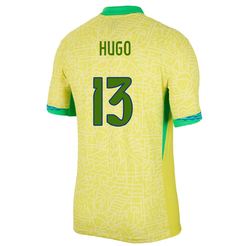 Danxen Pánské Brazílie Vitor Hugo #13 Žlutá Domů Hráčské Dresy 24-26 Dres