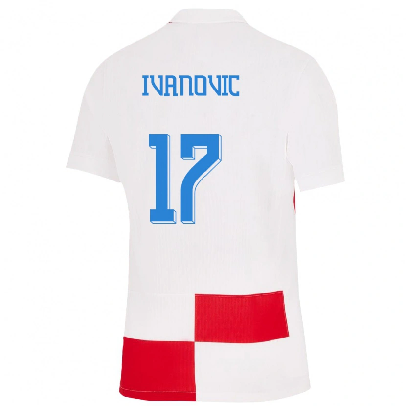 Danxen Pánské Chorvatsko Franjo Ivanovic #17 Bílá Červená Domů Hráčské Dresy 24-26 Dres