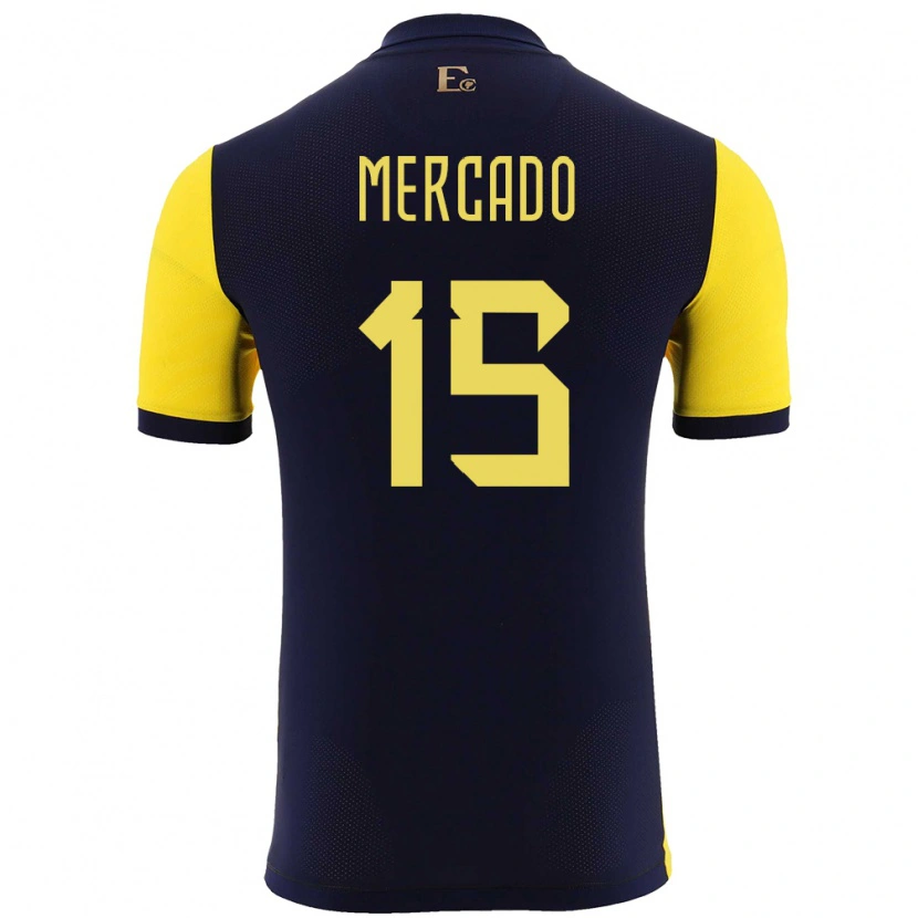 Danxen Pánské Ekvádor John Mercado #15 Žlutá Domů Hráčské Dresy 24-26 Dres