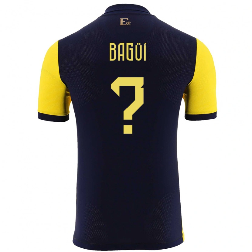 Danxen Pánské Ekvádor Diogo Bagüí #0 Žlutá Domů Hráčské Dresy 24-26 Dres