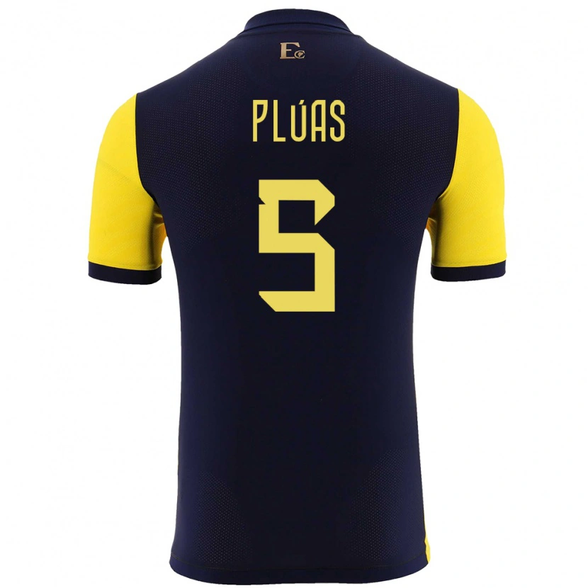 Danxen Pánské Ekvádor Erick Plúas #5 Žlutá Domů Hráčské Dresy 24-26 Dres