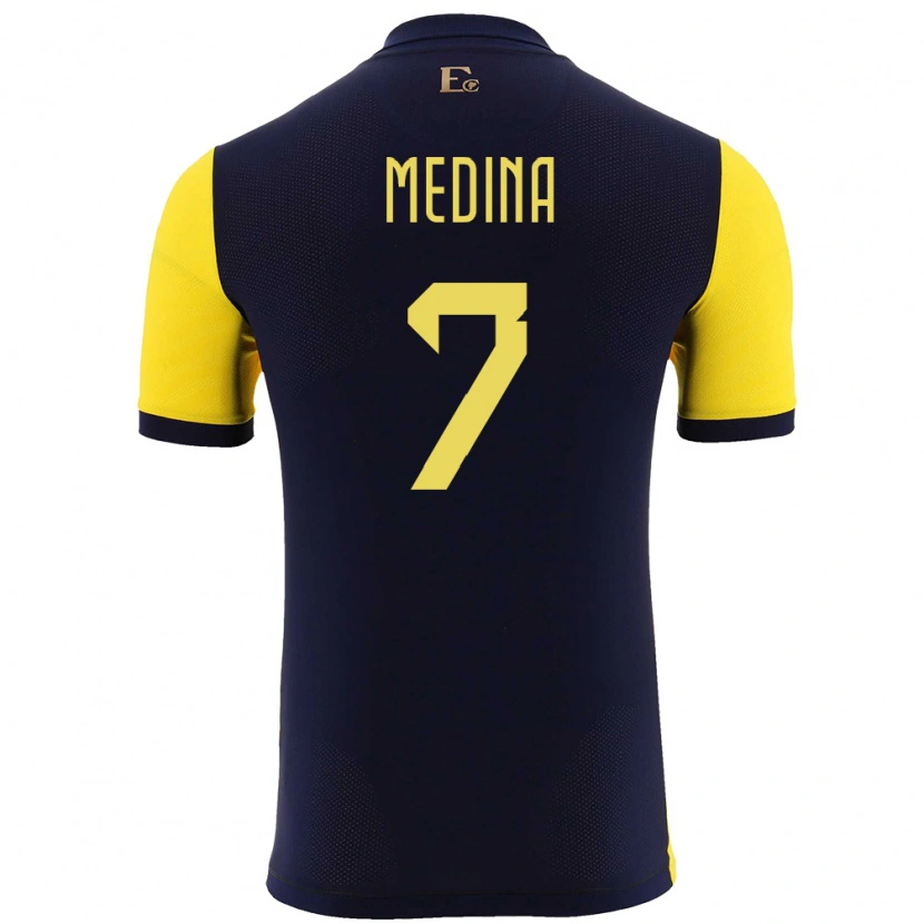 Danxen Pánské Ekvádor Yaimar Medina #7 Žlutá Domů Hráčské Dresy 24-26 Dres