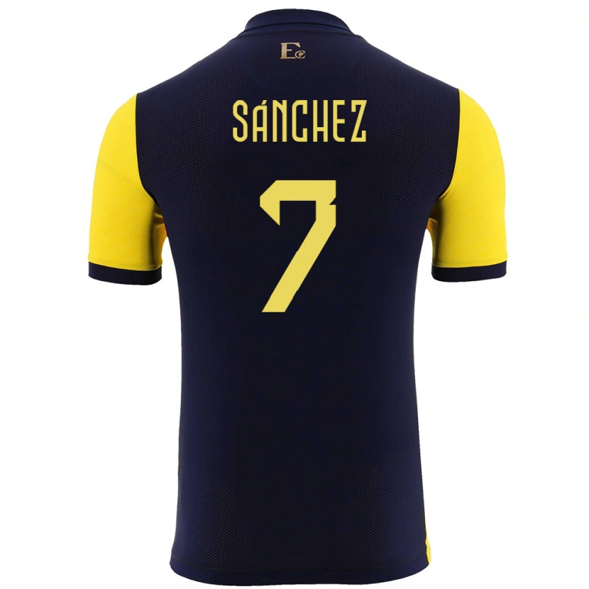 Danxen Pánské Ekvádor Santiago Sánchez #7 Žlutá Domů Hráčské Dresy 24-26 Dres