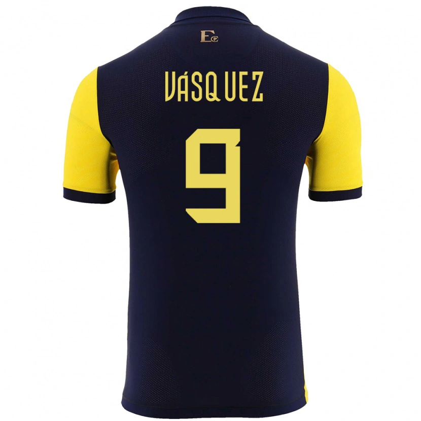 Danxen Pánské Ekvádor Yandri Vásquez #9 Žlutá Domů Hráčské Dresy 24-26 Dres