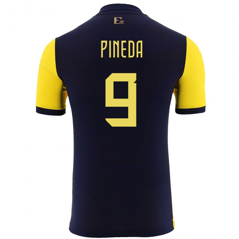 Danxen Pánské Ekvádor Kevin Pineda #9 Žlutá Domů Hráčské Dresy 24-26 Dres