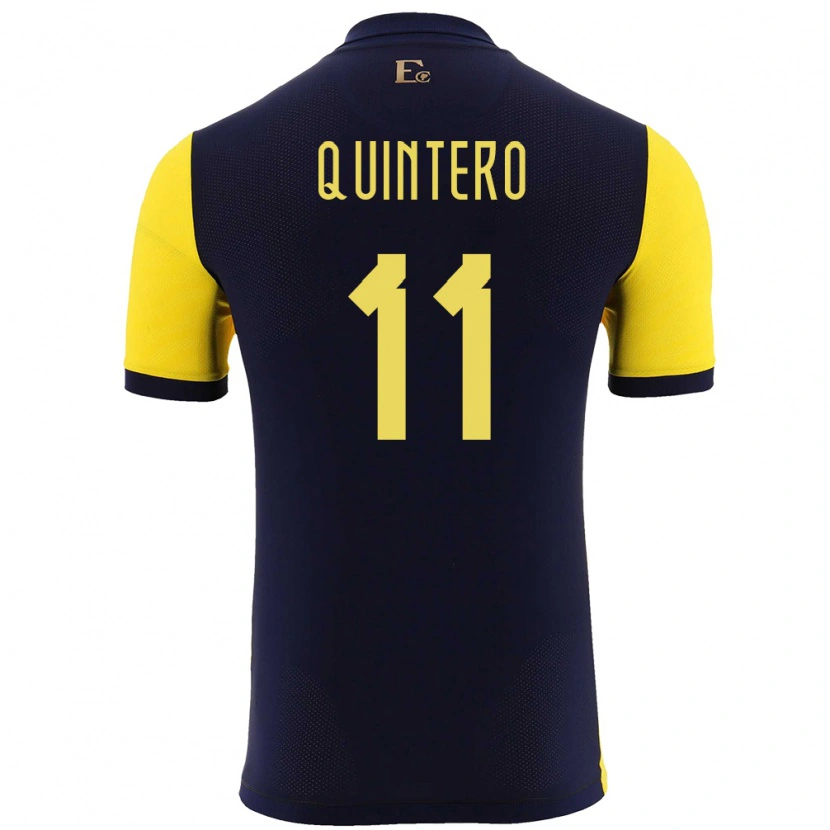 Danxen Pánské Ekvádor Edwin Quintero #11 Žlutá Domů Hráčské Dresy 24-26 Dres