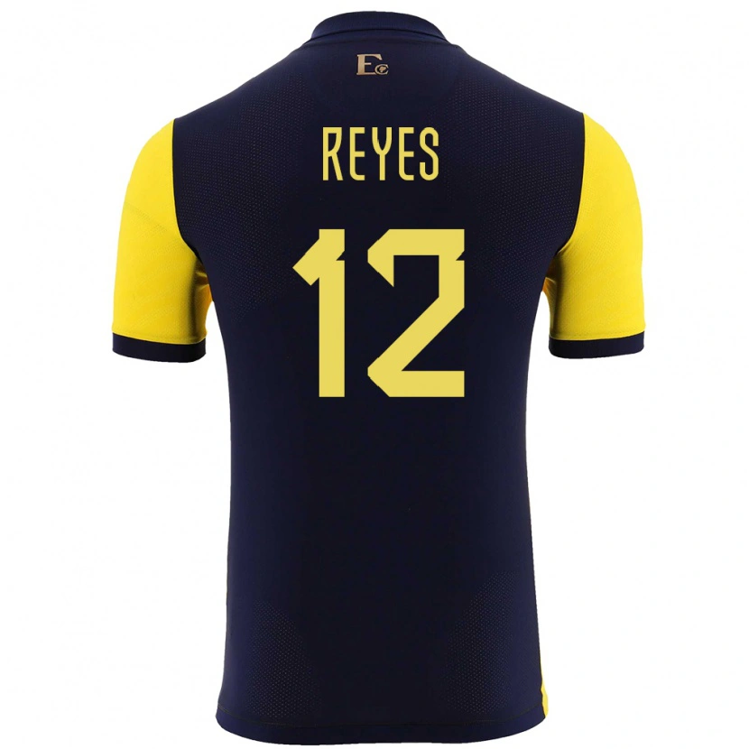 Danxen Pánské Ekvádor Jhafets Reyes #12 Žlutá Domů Hráčské Dresy 24-26 Dres