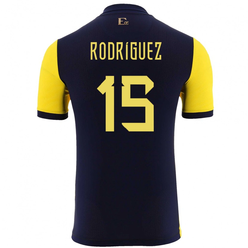 Danxen Pánské Ekvádor Juan Rodríguez #15 Žlutá Domů Hráčské Dresy 24-26 Dres