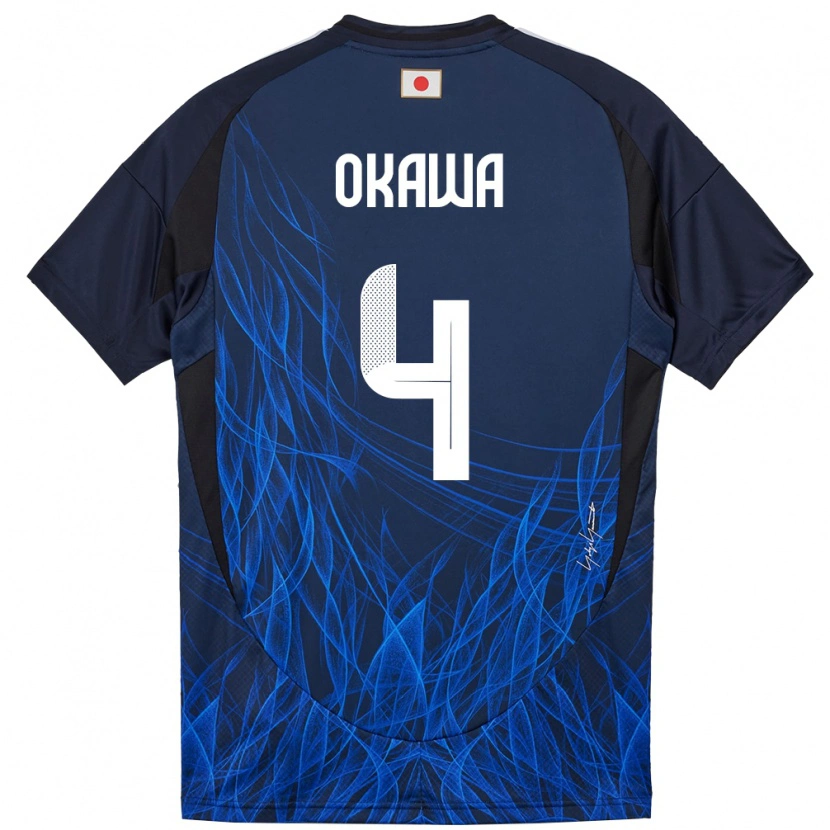 Danxen Pánské Japonsko Yugo Okawa #4 Tmavě Modrá Domů Hráčské Dresy 24-26 Dres