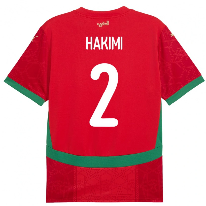Danxen Pánské Maroko Achraf Hakimi #2 Červený Domů Hráčské Dresy 24-26 Dres