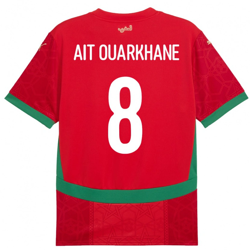 Danxen Pánské Maroko Khalid Aït Ouarkhane #8 Červený Domů Hráčské Dresy 24-26 Dres