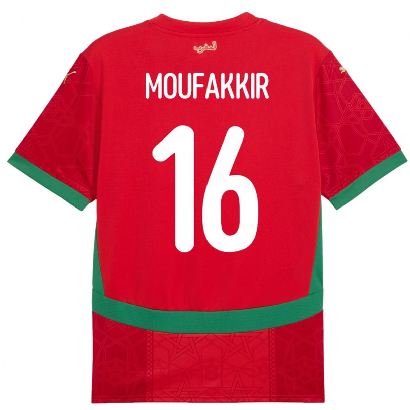 Danxen Pánské Maroko Ishak Moufakkir #16 Červený Domů Hráčské Dresy 24-26 Dres