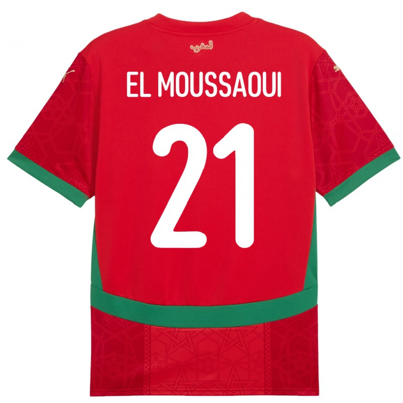 Danxen Pánské Maroko Tajeddine El Moussaoui #21 Červený Domů Hráčské Dresy 24-26 Dres