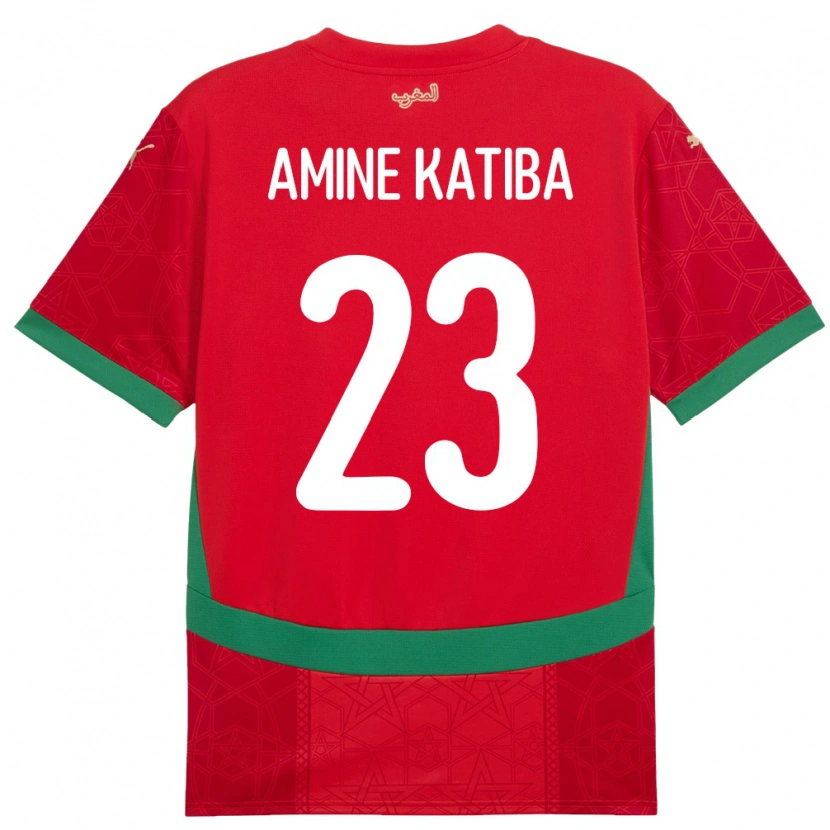 Danxen Pánské Maroko Mohamed Amine Katiba #23 Červený Domů Hráčské Dresy 24-26 Dres