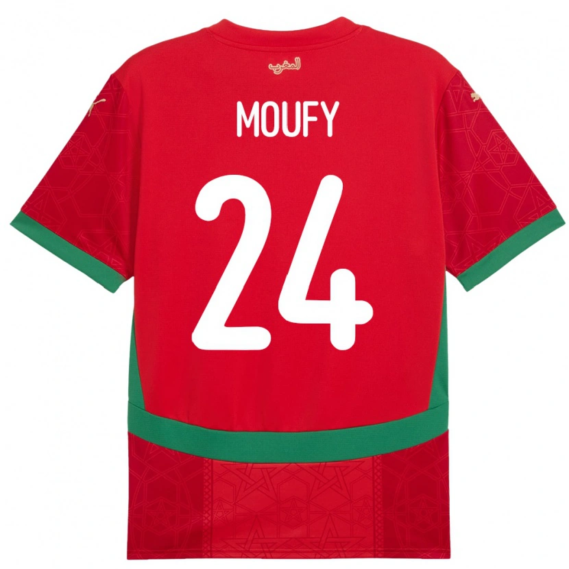 Danxen Pánské Maroko Fahd Moufy #24 Červený Domů Hráčské Dresy 24-26 Dres