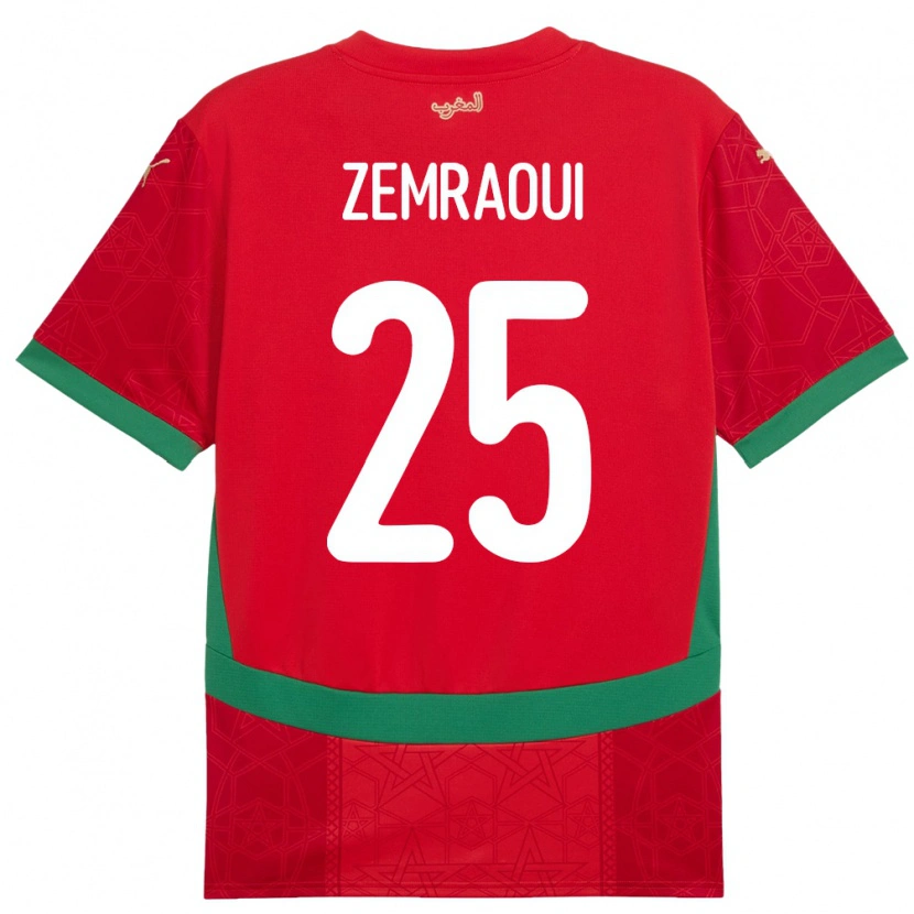 Danxen Pánské Maroko Oussama Zemraoui #25 Červený Domů Hráčské Dresy 24-26 Dres