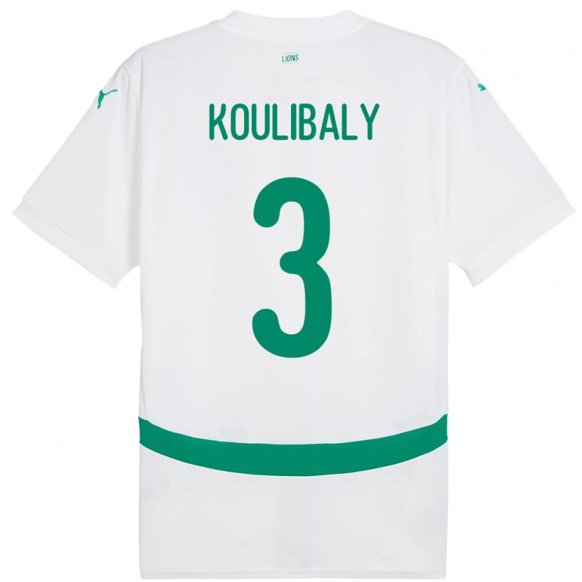 Danxen Pánské Senegal Kalidou Koulibaly #3 Bílý Domů Hráčské Dresy 24-26 Dres