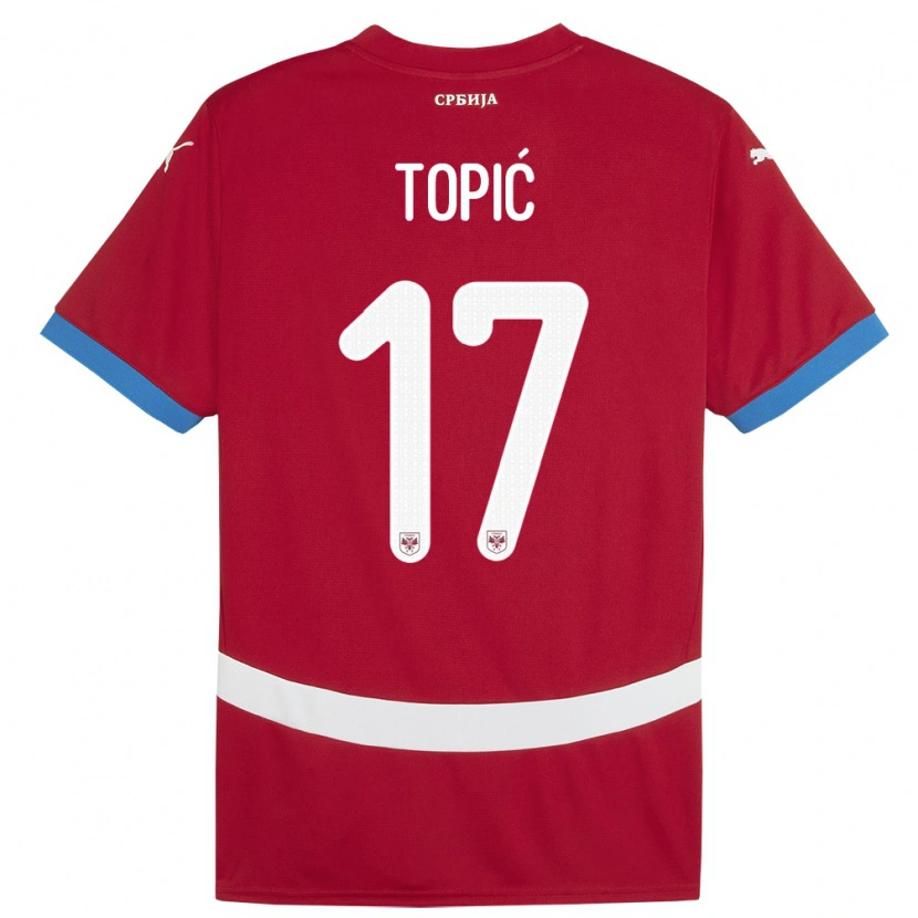 Danxen Pánské Srbsko Mirko Topić #17 Červené Domů Hráčské Dresy 24-26 Dres