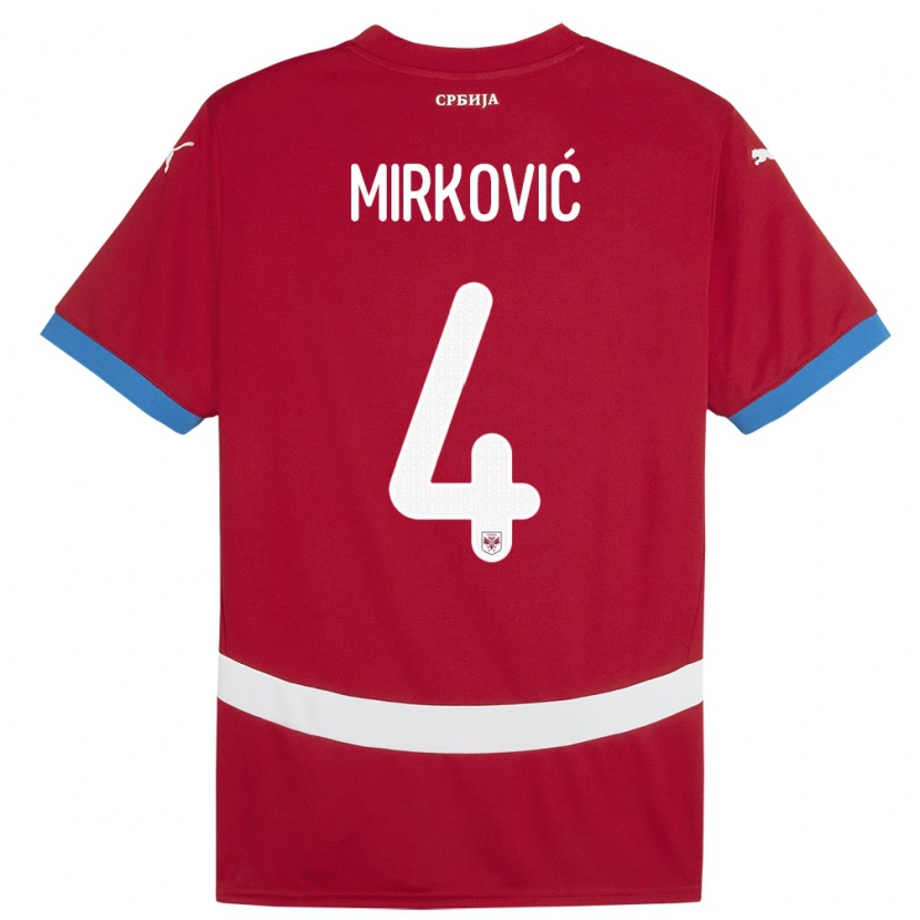 Danxen Pánské Srbsko Nemanja Mirković #4 Červené Domů Hráčské Dresy 24-26 Dres