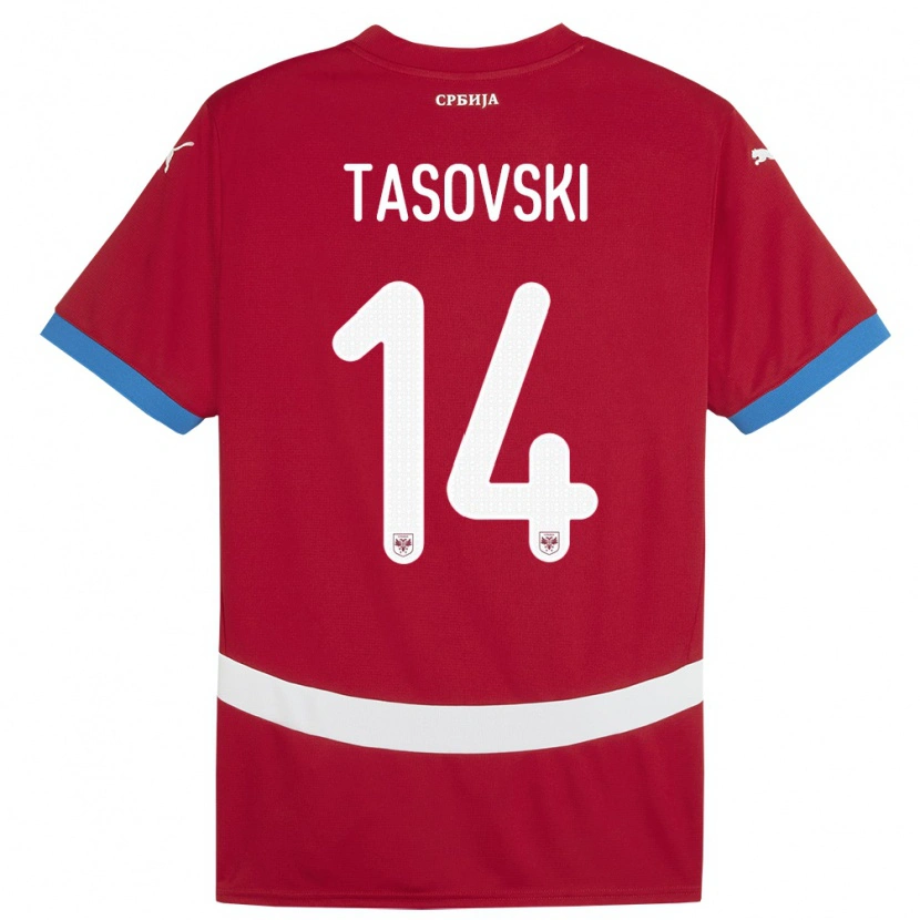 Danxen Pánské Srbsko Vasil Tasovski #14 Červené Domů Hráčské Dresy 24-26 Dres