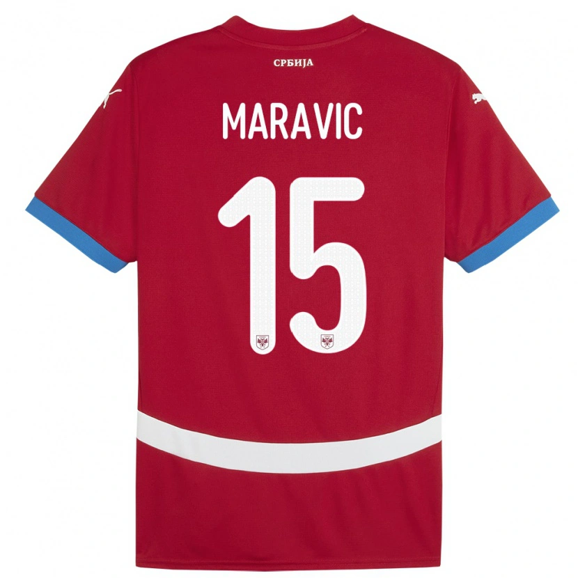 Danxen Pánské Srbsko Mateo Maravic #15 Červené Domů Hráčské Dresy 24-26 Dres