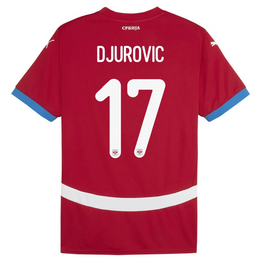 Danxen Pánské Srbsko Stefan Djurovic #17 Červené Domů Hráčské Dresy 24-26 Dres