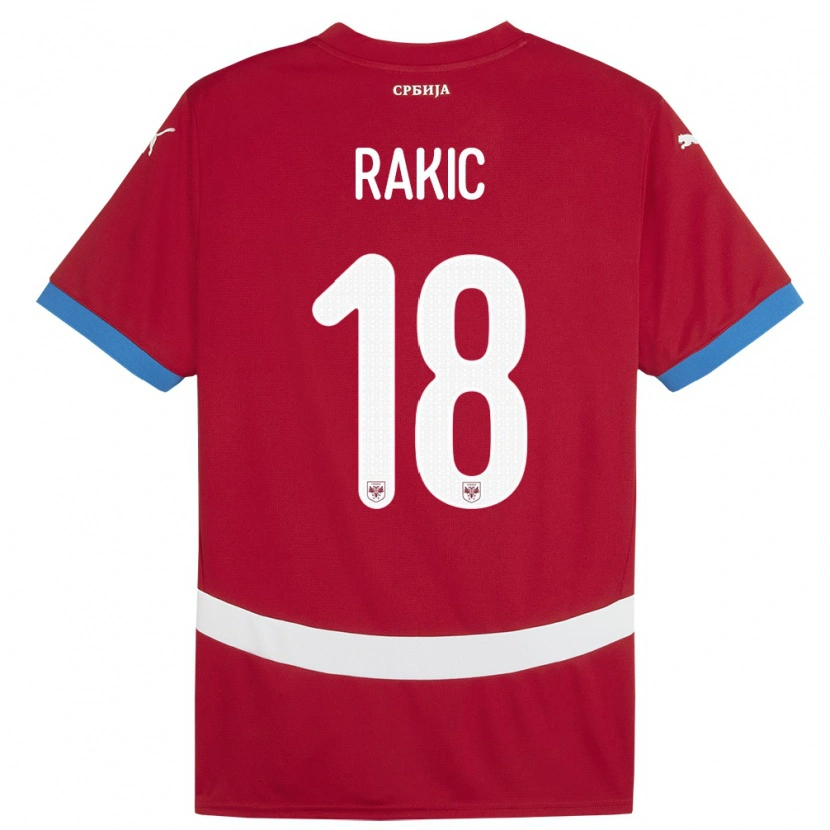 Danxen Pánské Srbsko Strahinja Rakic #18 Červené Domů Hráčské Dresy 24-26 Dres