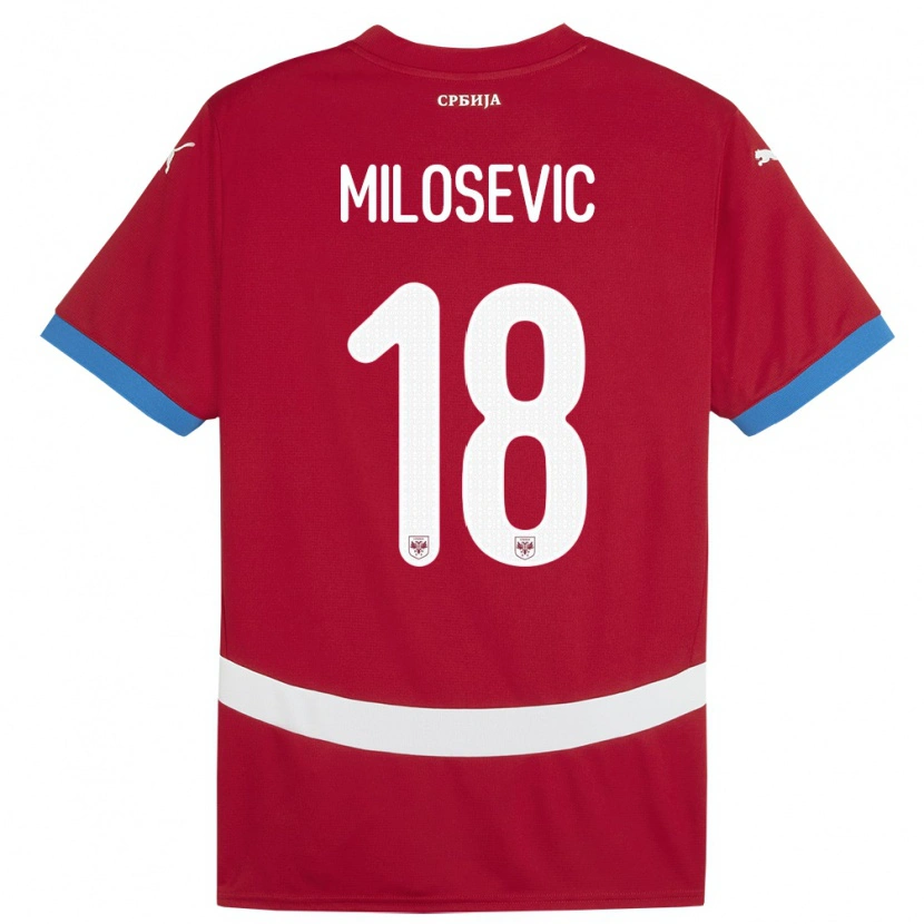 Danxen Pánské Srbsko Mateja Milosevic #18 Červené Domů Hráčské Dresy 24-26 Dres