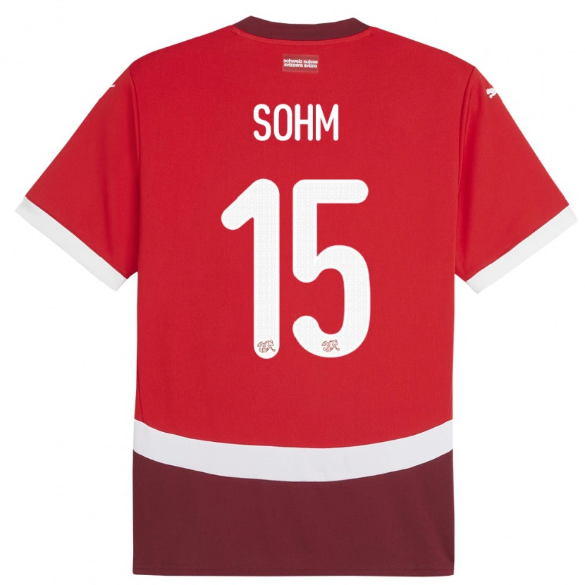 Danxen Pánské Švýcarsko Simon Sohm #15 Červené Domů Hráčské Dresy 24-26 Dres