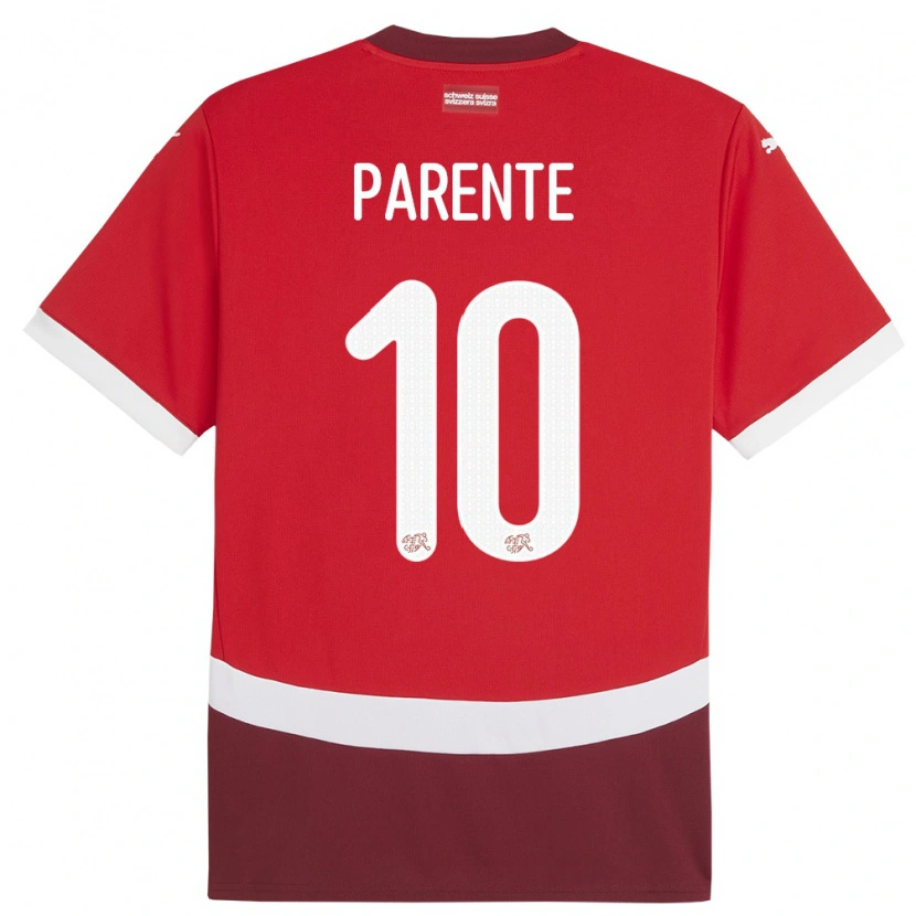 Danxen Pánské Švýcarsko Jason Parente #10 Červené Domů Hráčské Dresy 24-26 Dres
