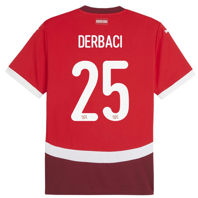 Danxen Pánské Švýcarsko Dorian Derbaci #25 Červené Domů Hráčské Dresy 24-26 Dres