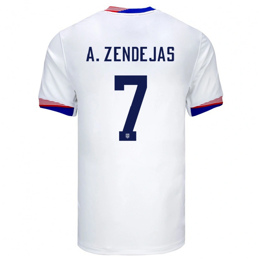 Danxen Pánské Spojené Státy Americké Álex Zendejas #7 Bílý Domů Hráčské Dresy 24-26 Dres
