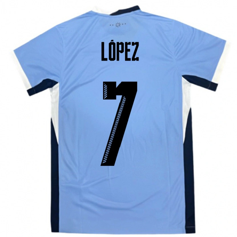 Danxen Pánské Uruguay Nahuel López #7 Bílá Černá Domů Hráčské Dresy 24-26 Dres