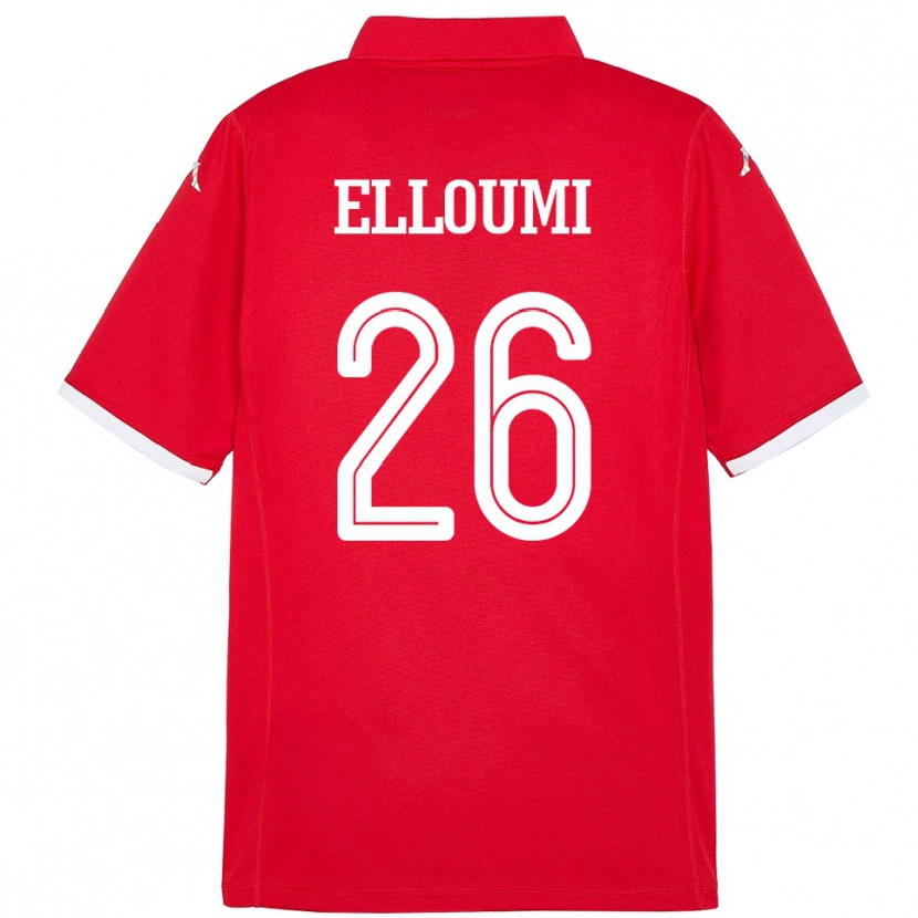 Danxen Pánské Tunisko Khalil Elloumi #26 Červený Domů Hráčské Dresy 24-26 Dres