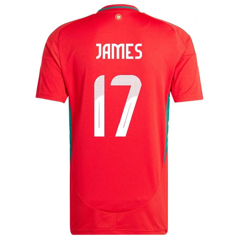 Danxen Pánské Wales Jordan James #17 Červený Domů Hráčské Dresy 24-26 Dres
