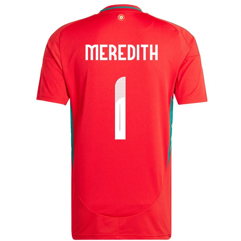 Danxen Pánské Wales Eliot Meredith #1 Červený Domů Hráčské Dresy 24-26 Dres