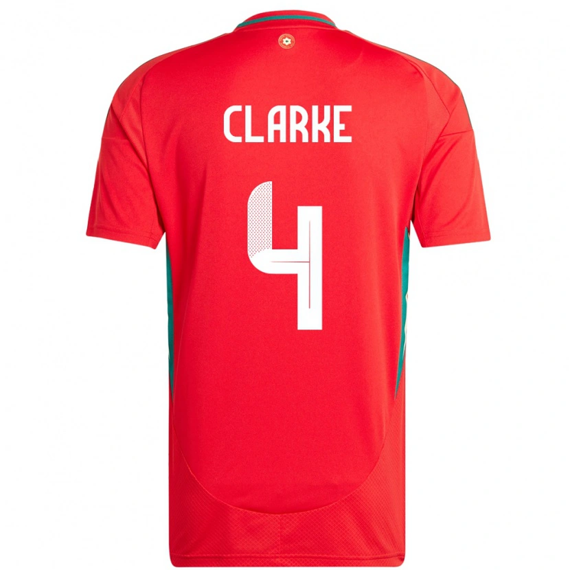 Danxen Pánské Wales Brayden Clarke #4 Červený Domů Hráčské Dresy 24-26 Dres