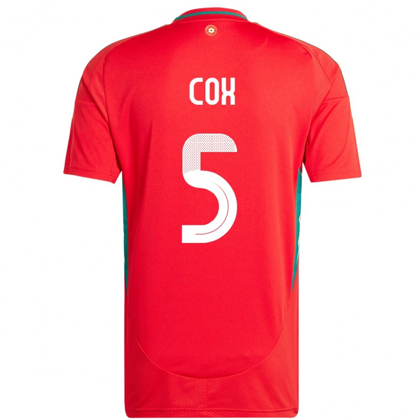 Danxen Pánské Wales Daniel Cox #5 Červený Domů Hráčské Dresy 24-26 Dres