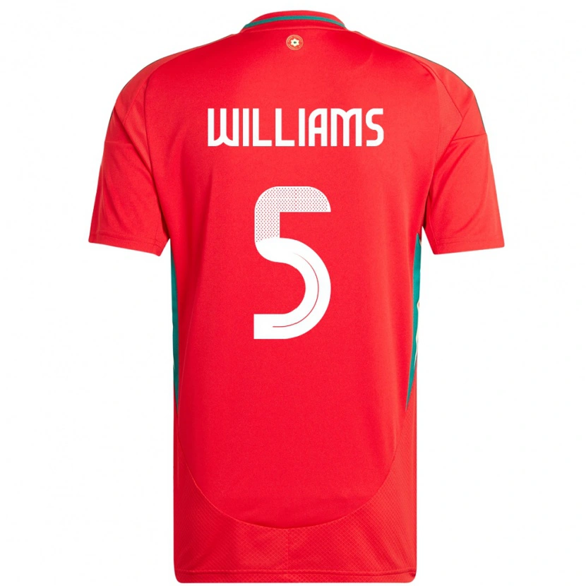 Danxen Pánské Wales Ashton Williams #5 Červený Domů Hráčské Dresy 24-26 Dres