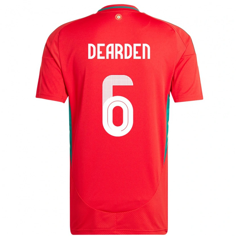 Danxen Pánské Wales Thomas Dearden #6 Červený Domů Hráčské Dresy 24-26 Dres