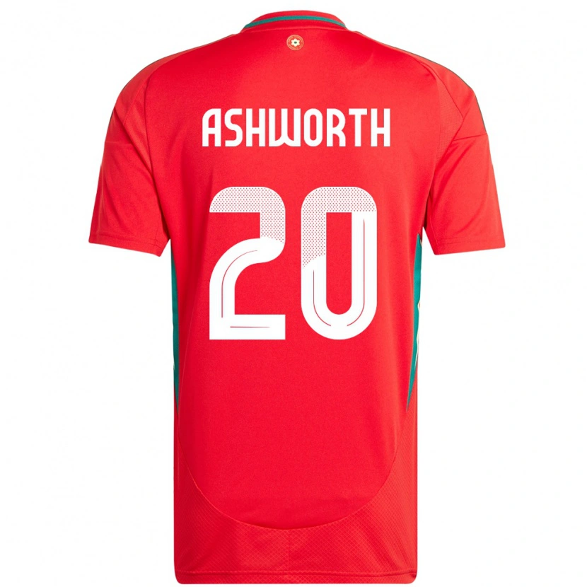 Danxen Pánské Wales Zac Ashworth #20 Červený Domů Hráčské Dresy 24-26 Dres